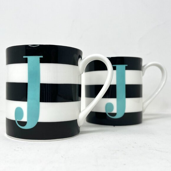 [2] Kate Spade New York - What's in a Name - J Monogram LENOX Coffee Tea Cup Mug - Picture 2 of 5